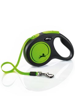 Vodítko FLEXI Neon New M pásek 5m/25kg černá/zelená